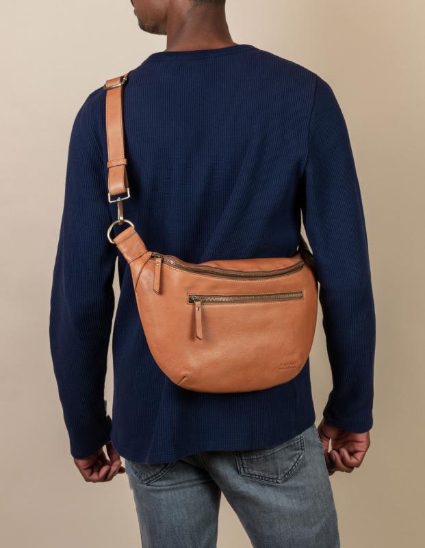Drew Bum Bag Maxi Cognac Soft Grain Leather - veľká kožená ľadvinka