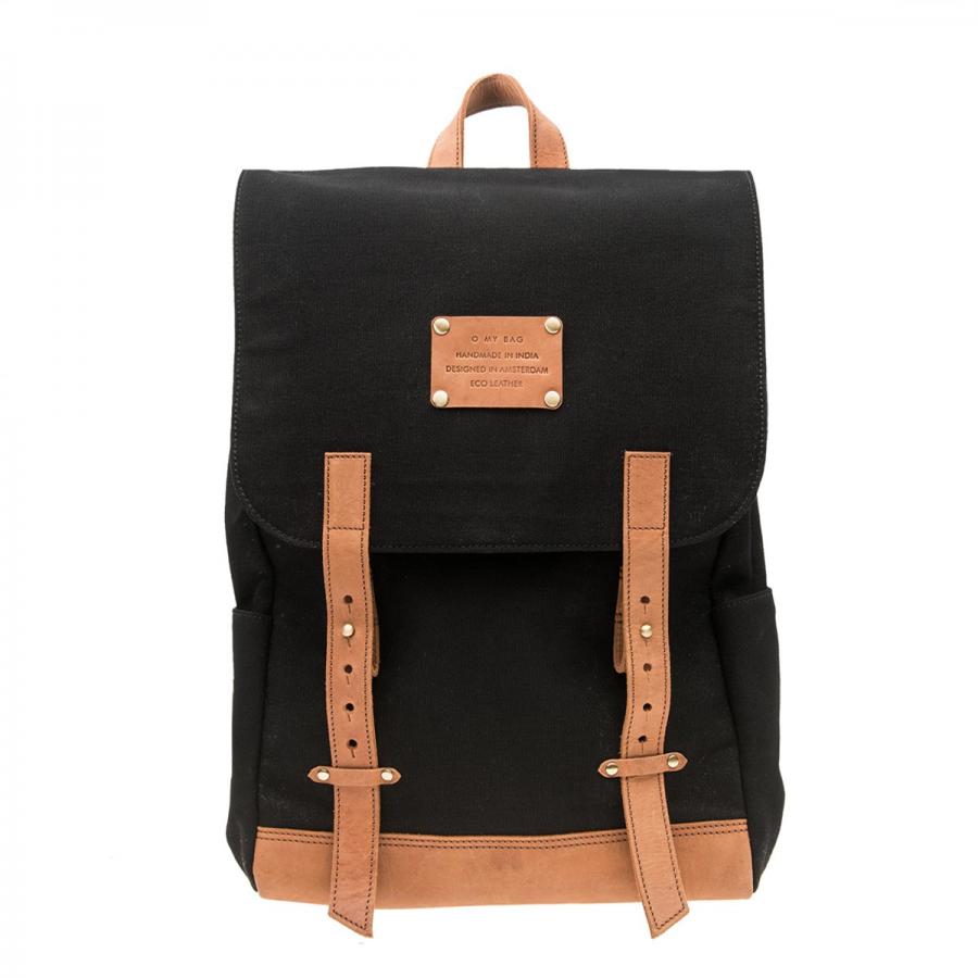 Mau´s Backpack Black Canvas/Camel Hunter Leather - batoh