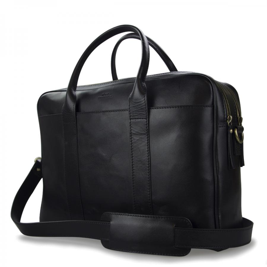 Harvey Maxi Black Classic Leather - čierna kožená taška na notebook