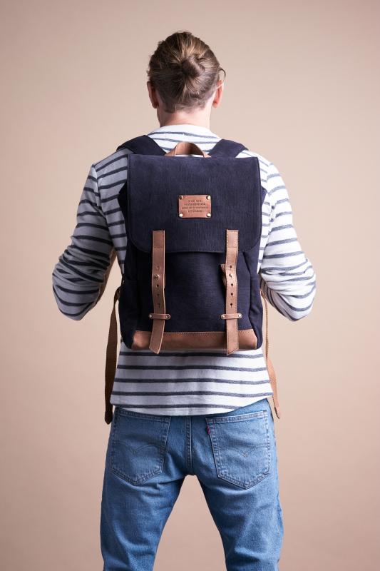 Mau´s Backpack Black Canvas/Camel Hunter Leather - batoh