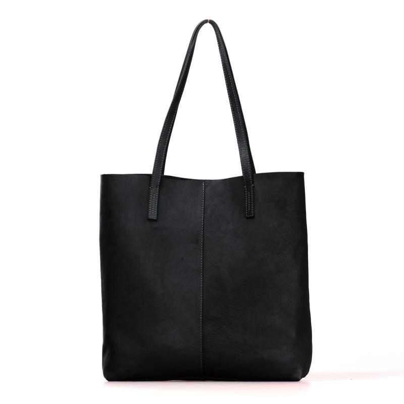 Georgia Black Soft Grain Leather - kožená shopper kabelka