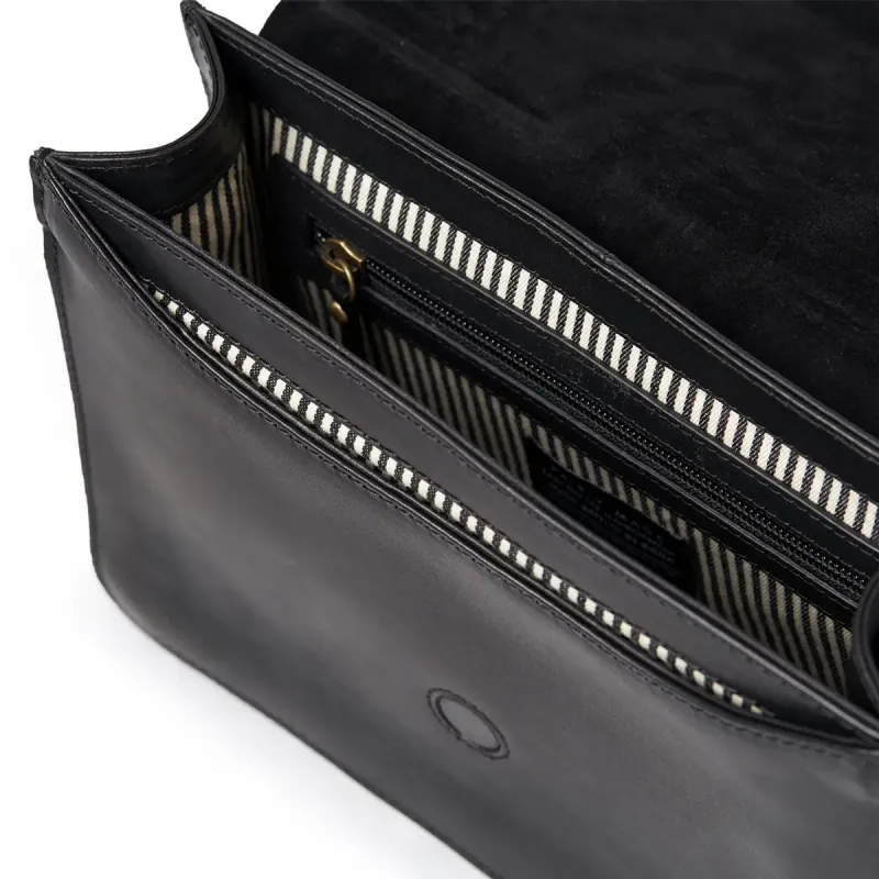 Audrey Black Checkered Classic Leather - kožená kabelka