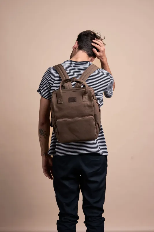 Batoh Billie´s Backpack Olive & Dark Brown Canvas