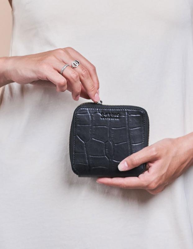 Sonny Square Wallet Black Croco Classic Leather - kožená peňaženka