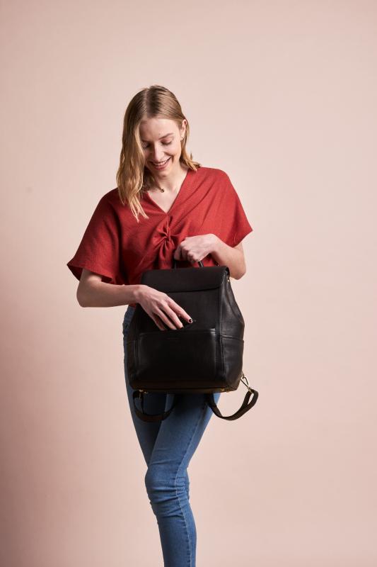 Jean Backpack Black Soft Grain Leather - kožený batoh