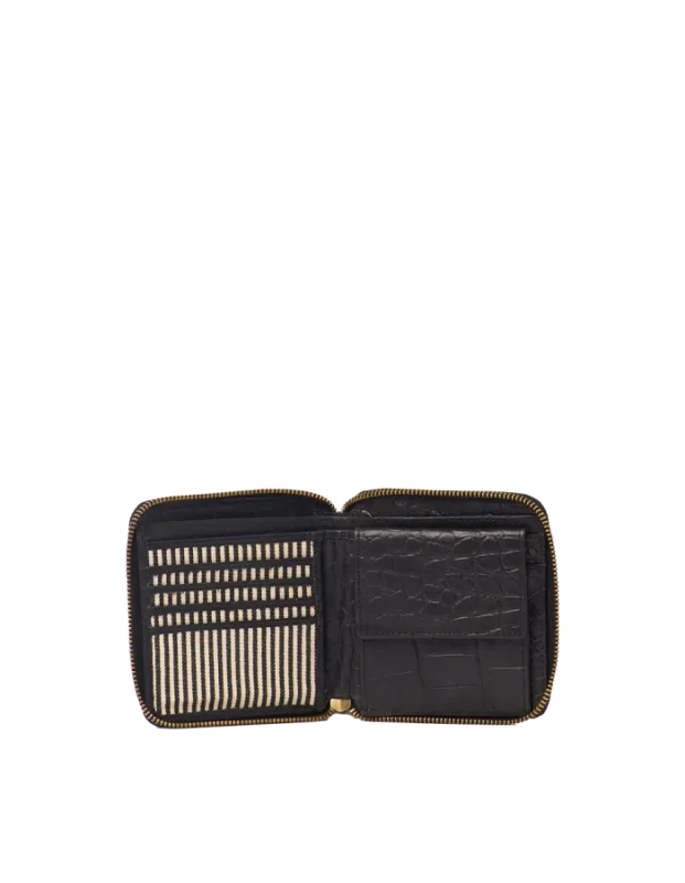 Sonny Square Wallet Black Croco Classic Leather - kožená peňaženka