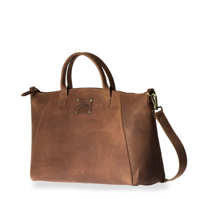 Fly Violet Maxi Camel Hunter Leather - kožená kabelka