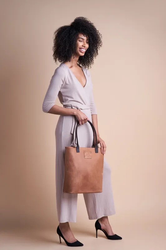 Posh Stacey Midi Camel Hunter Leather - tote kabelka
