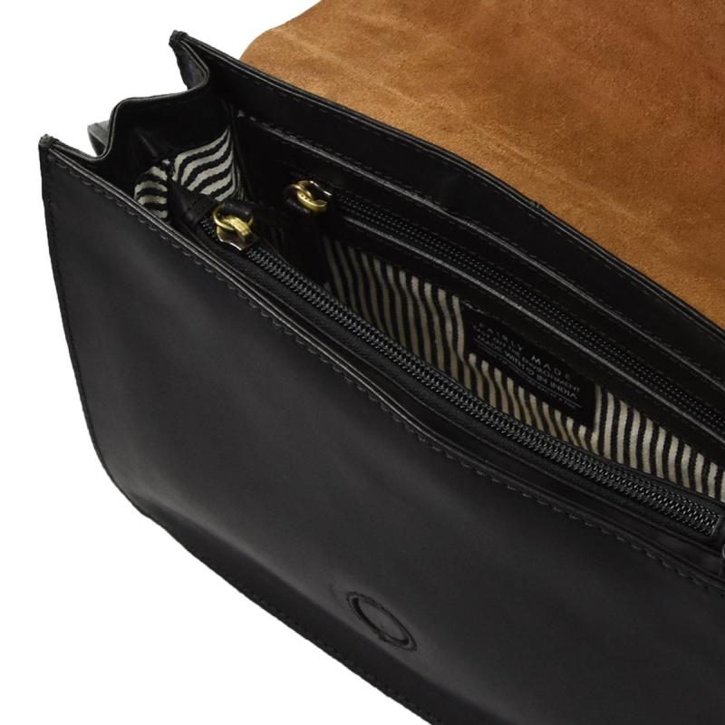 Audrey Black & Cognac Classic Leather - kožená kabelka