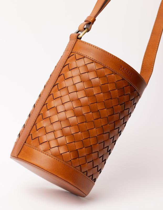 Zola - Cognac Classic Woven Leather - kožená kabelka