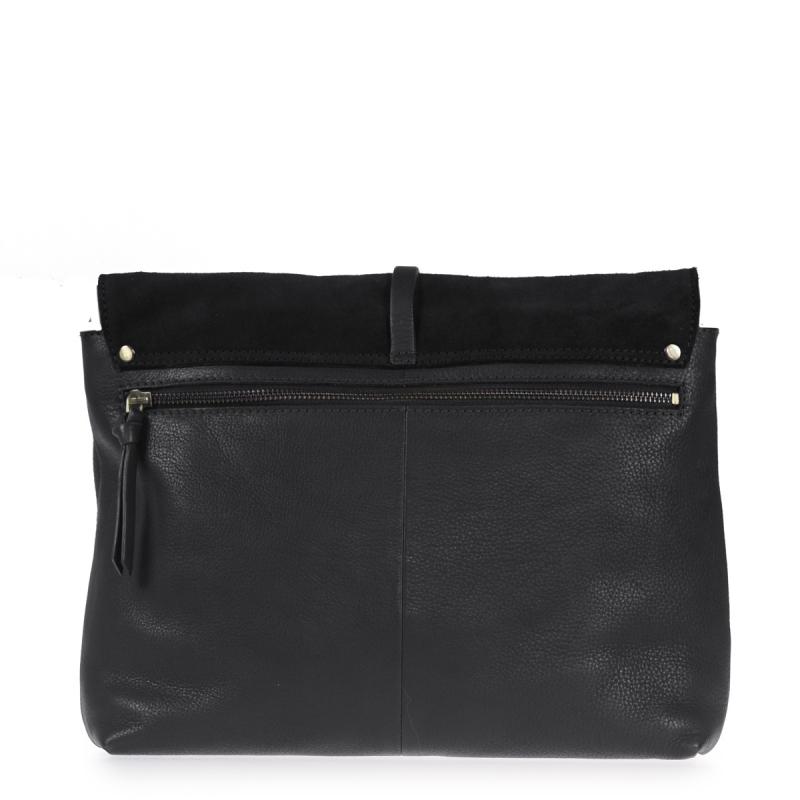 Ella Black Soft Grain & Suede Leather - kožená kabelka