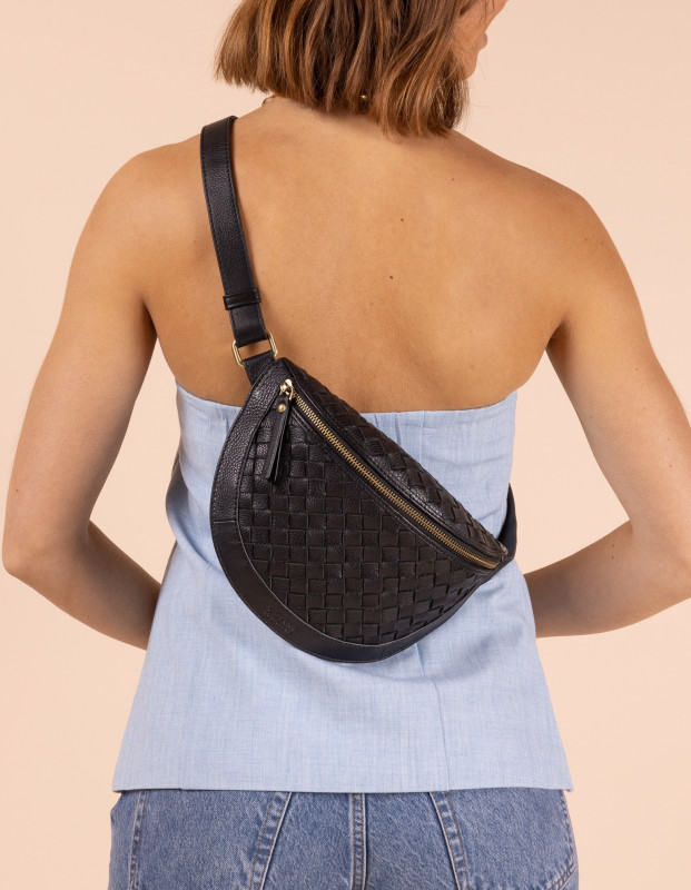 Ray BumBag Black Woven - kožená ľadvinka v čiernej farbe 2