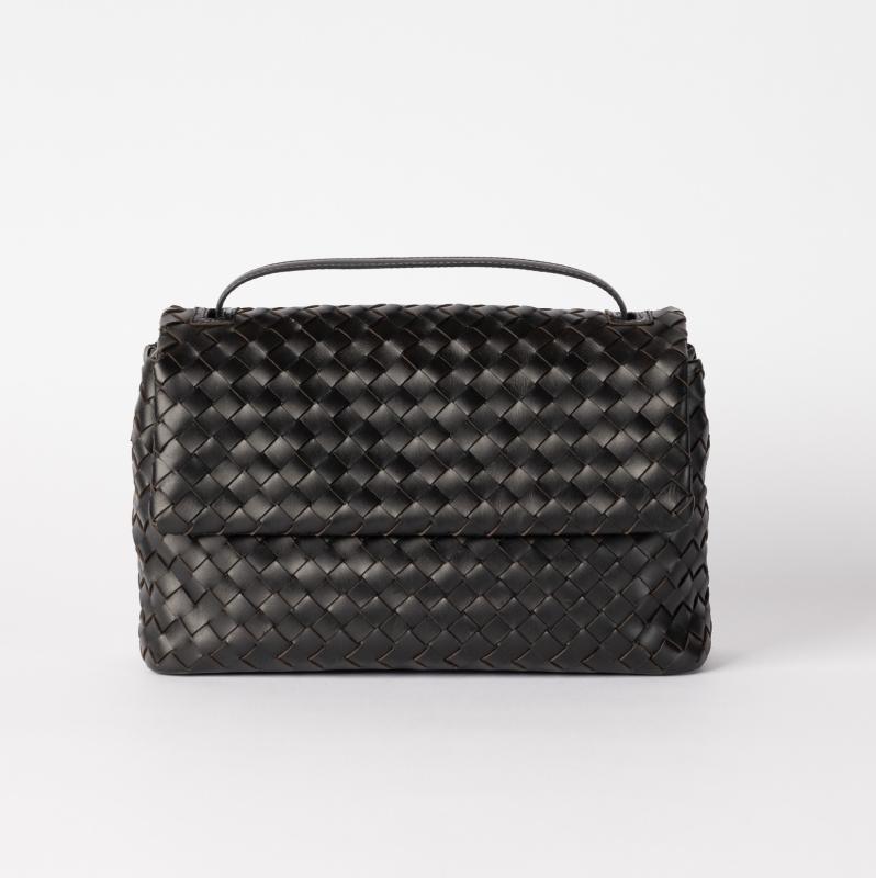 Kenzie Black Woven Classic Leather - kožená kabelka