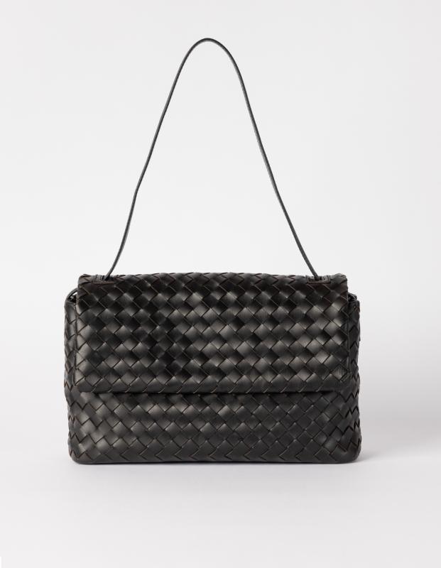 Kenzie Black Woven Classic Leather - kožená kabelka