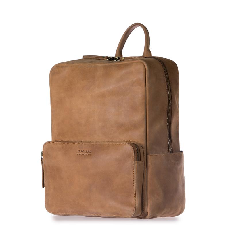 John Backpack Midi Camel Hunter Leather - kožený batoh