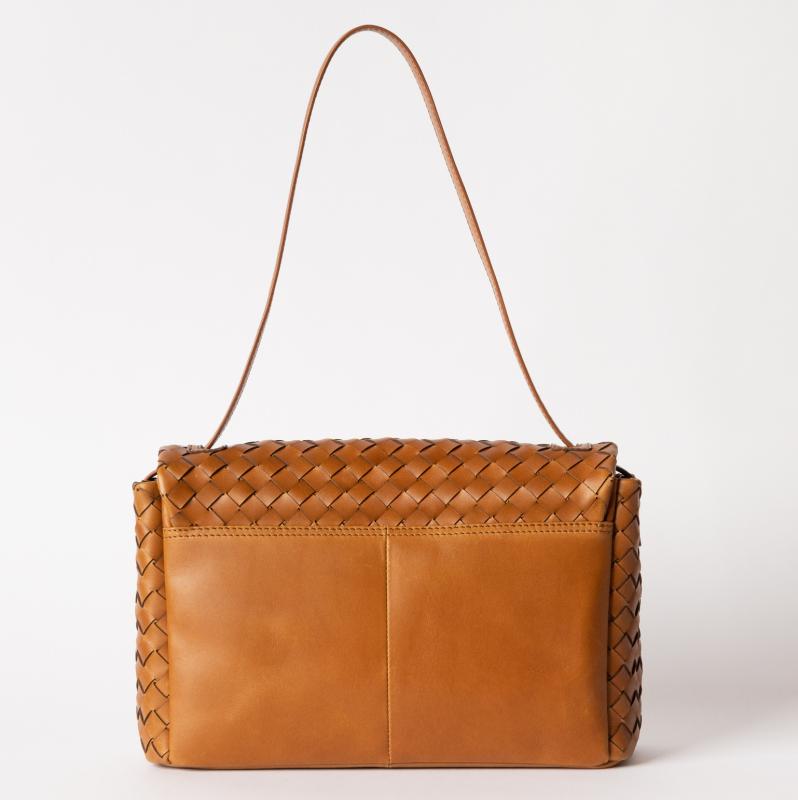 Kenzie Cognac Woven Classic Leather - kožená kabelka