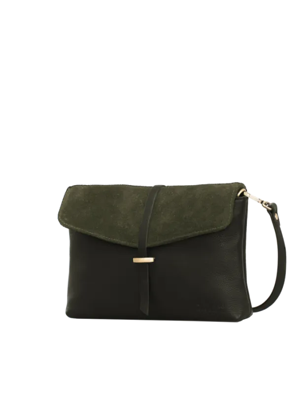 Ella Midi Green Soft Grain & Suede Leather - kožená kabelka