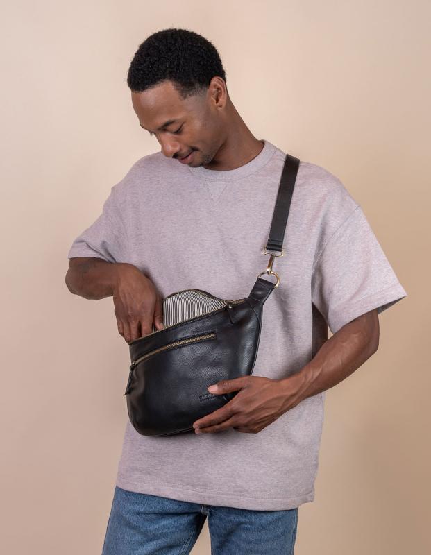 Drew Bum Bag Maxi Black Soft Grain Leather - veľká kožená ľadvinka