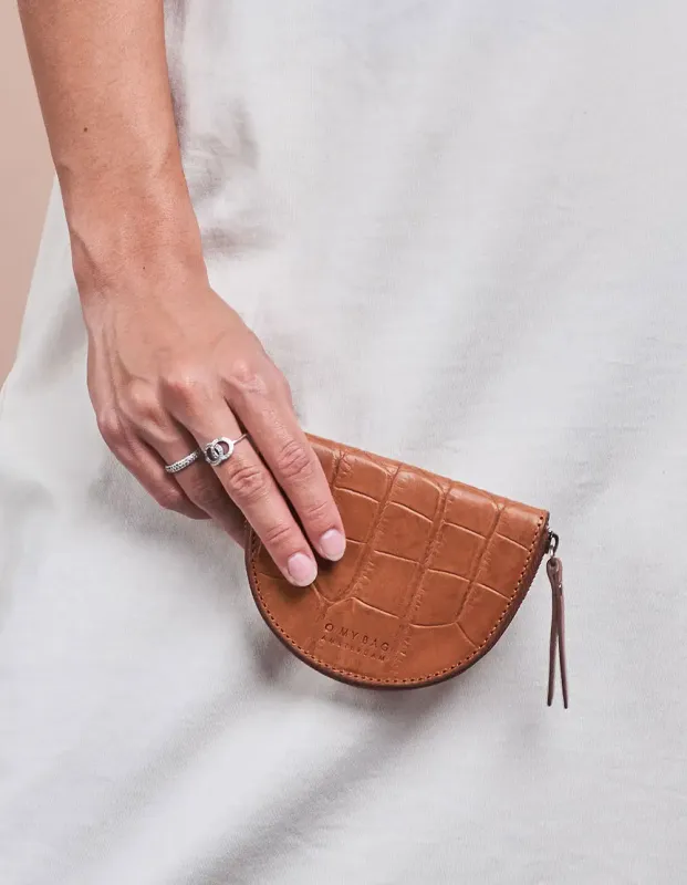 Laura´s Purse Cognac Croco Classic Leather - kožená peňaženka na mince