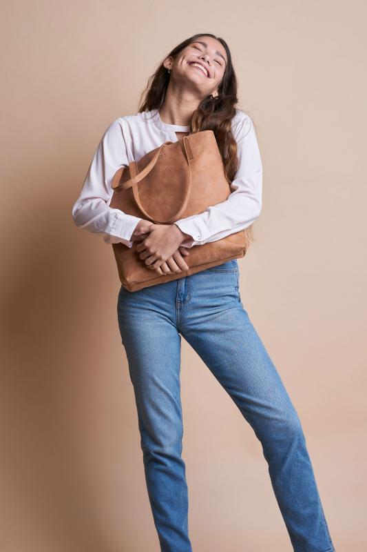 Georgia Camel Hunter Leather - kožená shopper kabelka