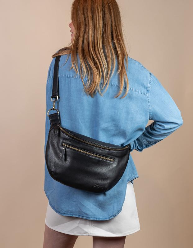 Drew Bum Bag Maxi Black Soft Grain Leather - veľká kožená ľadvinka