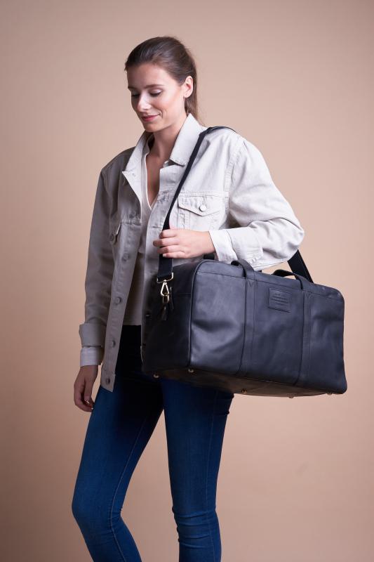 Otis Weekender Black Hunter Leather - cestovná taška