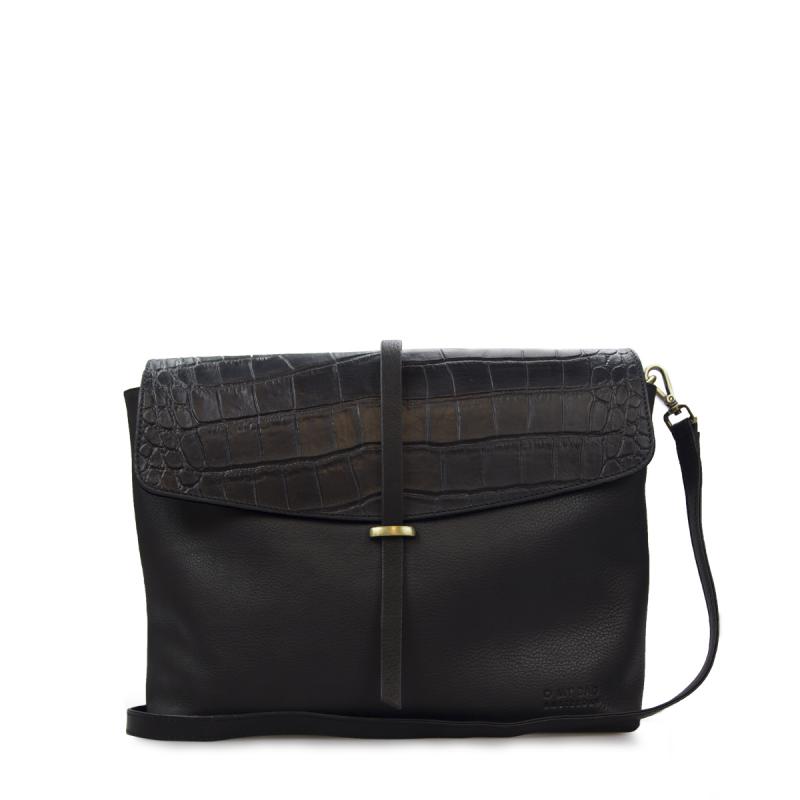Ella Black Classic & Croco Classic Leather - kožená kabelka