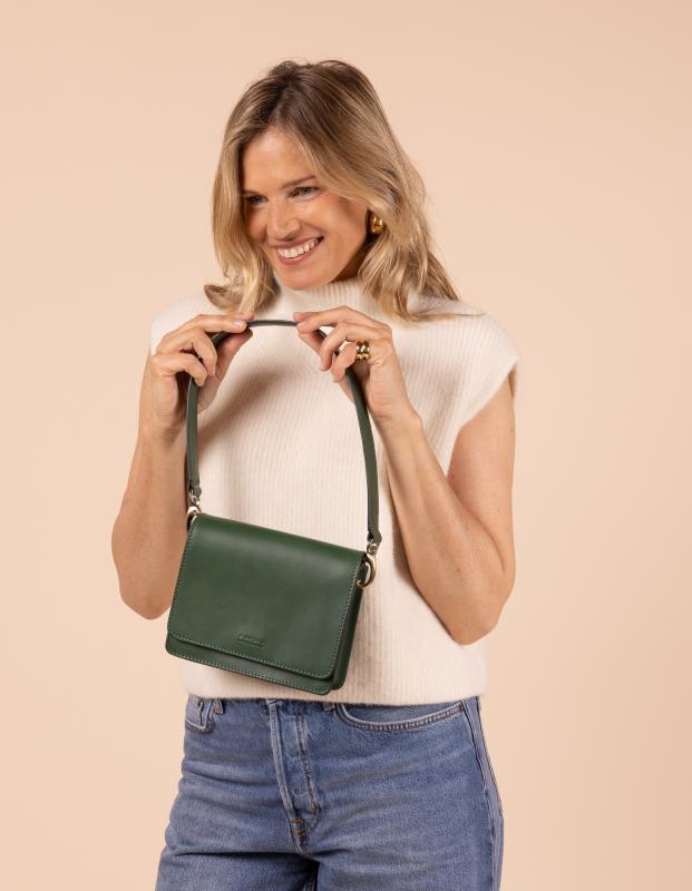 Audrey Mini Pine Green Classic Leather - kožená kabelka 1